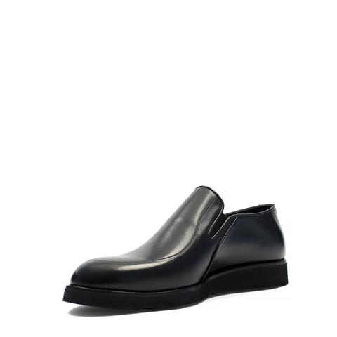 Erkek Siyah Kalın Tabanlı Deri Günlük Ayakkabı