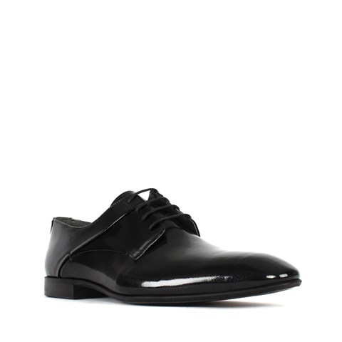 Erkek Siyah Bağcıklı Rugan Deri Klasik Ayakkabı