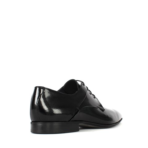 Erkek Siyah Bağcıklı Rugan Deri Klasik Ayakkabı