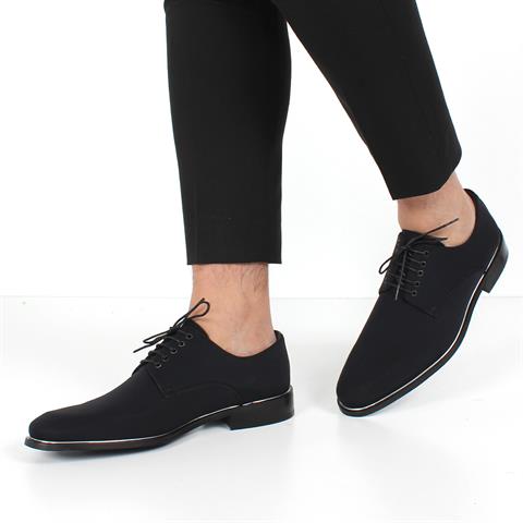 Erkek Siyah Bağcıklı Saten Klasik Ayakkabı