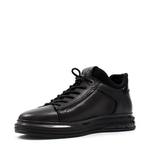 Erkek Siyah Bağcıklı Kalın Tabanlı Deri Sneaker