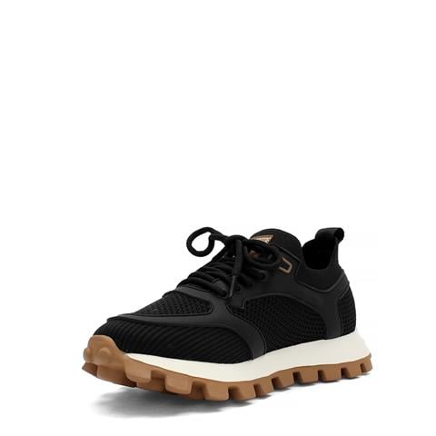 Erkek Siyah Bağcıklı Kalın Tabanlı Deri Sneaker