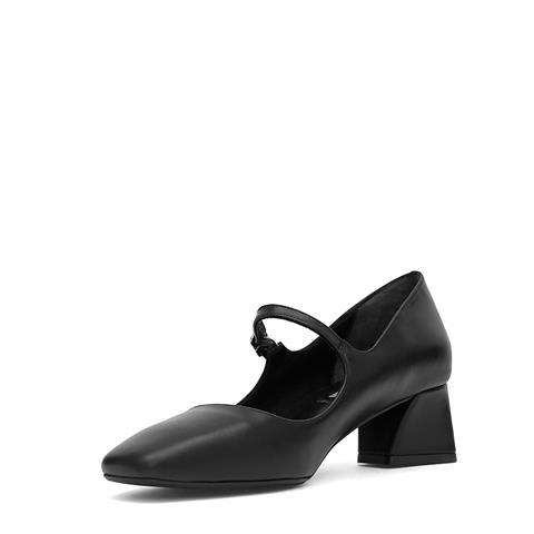 Kadın Siyah İnce Bantlı Deri Topuklu Klasik Ayakkabı