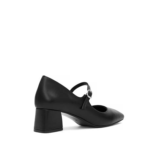 Kadın Siyah İnce Bantlı Deri Topuklu Klasik Ayakkabı