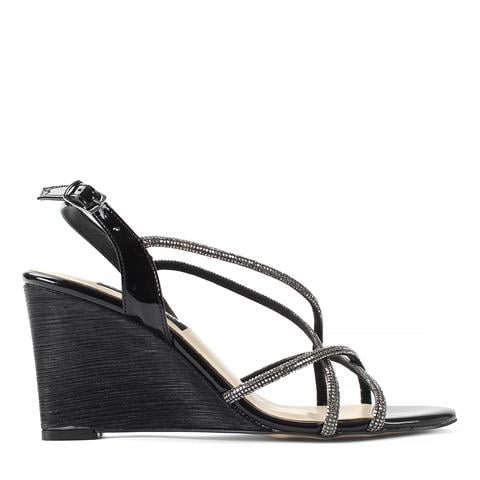 Kadın Siyah Taşlı Dolgu Topuklu Abiye Ayakkabı