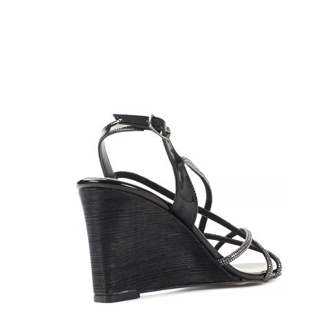 Kadın Siyah Taşlı Dolgu Topuklu Abiye Ayakkabı