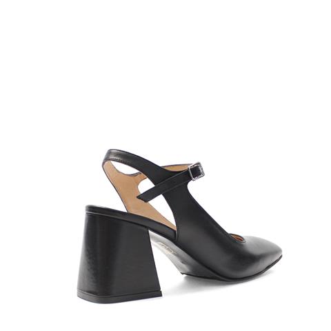 Kadın Siyah Kalın Topuklu Deri Klasik Ayakkabı