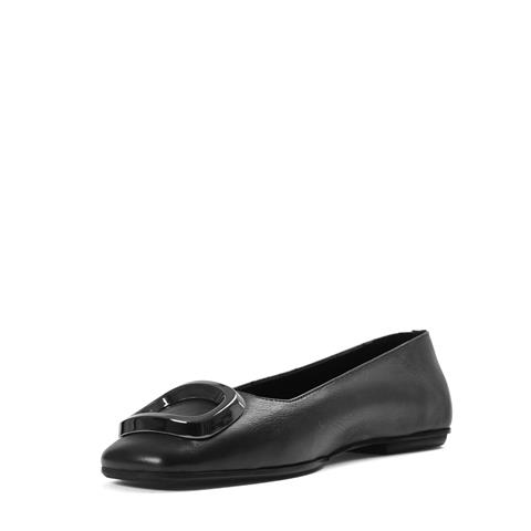 Kadın Siyah Tokalı Deri Babet