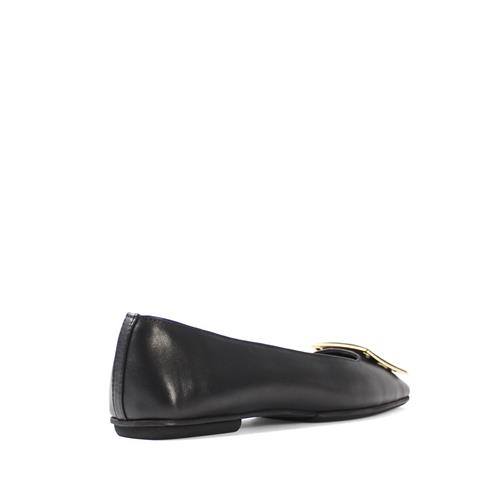 Kadın Siyah Tokalı Deri Babet