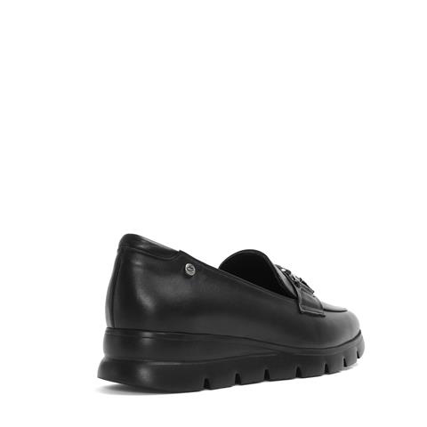 Kadın Siyah Tokalı Kalın Tabanlı Deri Loafer