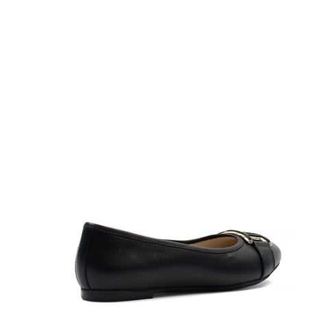 Kadın Siyah Tokalı Deri Babet