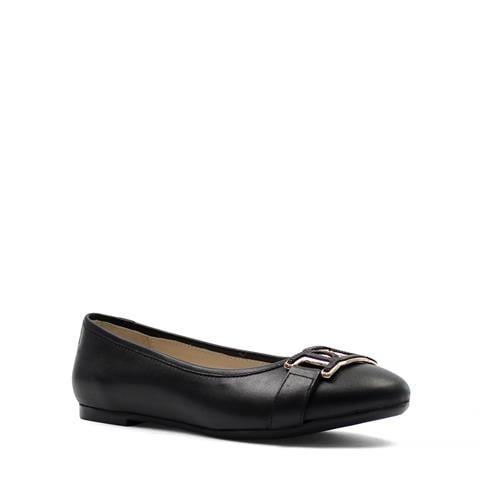 Kadın Siyah Tokalı Deri Babet