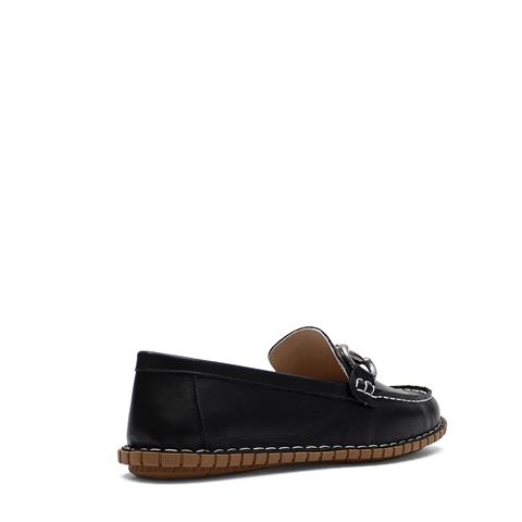 Kadın Siyah Tokalı Deri Babet