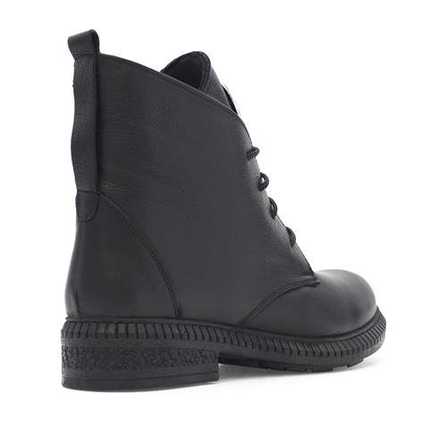 Kadın Siyah Fermuarlı Tokalı Deri Bot
