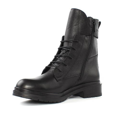 Kadın Siyah Fermuarlı Tokalı Deri Bot