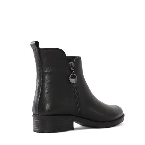 Kadın Siyah Çift Fermuarlı Deri Bot