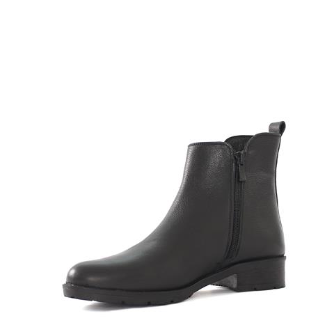 Kadın Siyah Çift Fermuarlı Deri Bot