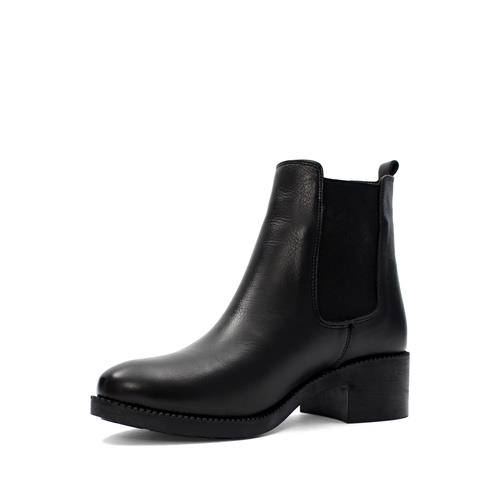 Kadın Siyah Kalın Tabanlı Deri Chelsea Bot