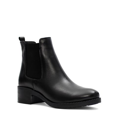 Kadın Siyah Kalın Tabanlı Deri Chelsea Bot