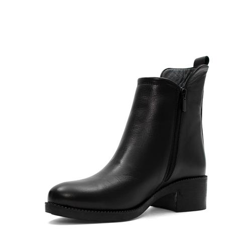 Kadın Siyah Çift Fermuarlı Deri Bot