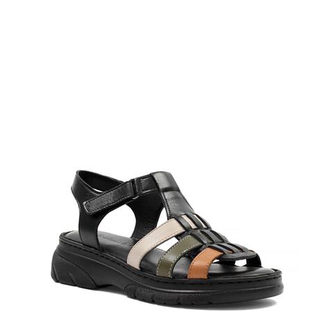 Kadın Siyah Bilekten Cırt Cırtlı Gladyatör Sandalet