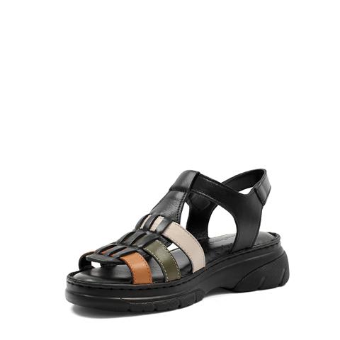 Kadın Siyah Bilekten Cırt Cırtlı Gladyatör Sandalet