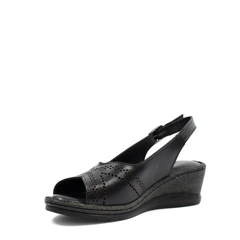 Kadın Siyah Bilekten Bantlı Deri Sandalet