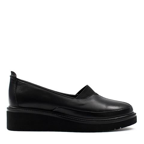 Kadın Siyah Dolgu Topuklu Deri Ayakkabı