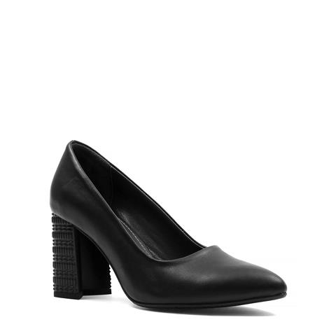 Kadın Siyah Topuklu Deri Klasik Ayakkabı