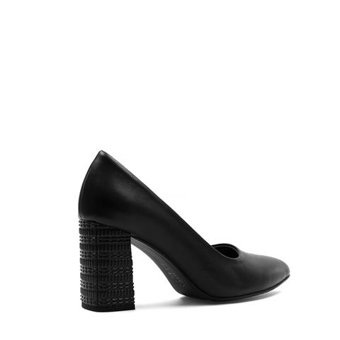 Kadın Siyah Topuklu Deri Klasik Ayakkabı