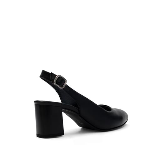 Kadın Siyah Kalın Topuklu Deri Klasik Ayakkabı