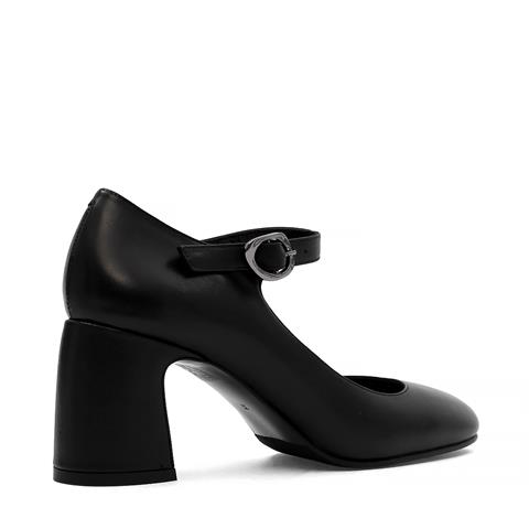 Kadın Siyah Kalın Topuklu Deri Klasik Ayakkabı