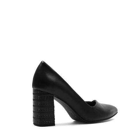 Kadın Siyah Topuklu Deri Klasik Ayakkabı