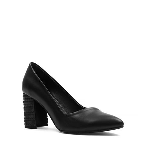 Kadın Siyah Topuklu Deri Klasik Ayakkabı