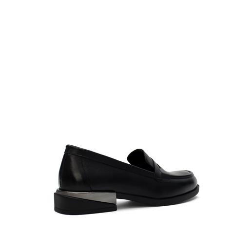 Kadın Siyah Kalın Topuklu Deri Loafer