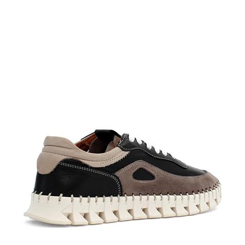 Kadın Siyah Bağcıklı Dikiş Detaylı Süet Deri Sneaker