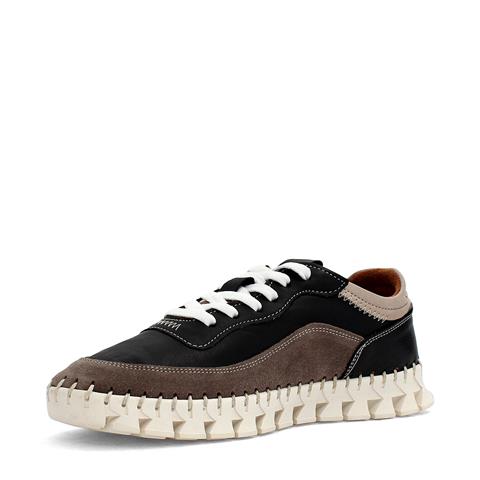 Kadın Siyah Bağcıklı Dikiş Detaylı Süet Deri Sneaker