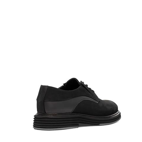 Erkek Siyah Bağcıklı Nubuk Deri Günlük Ayakkabı