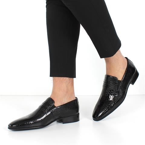 Erkek Siyah Kroko Rugan Deri Loafer