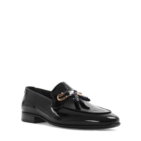 Erkek Siyah Rugan Deri Loafer