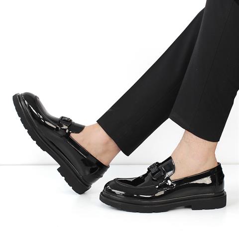 Erkek Siyah Rugan Deri Loafer
