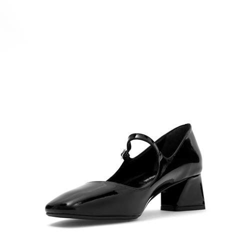 Kadın Siyah İnce Bantlı  Rugan Deri Klasik Ayakkabı