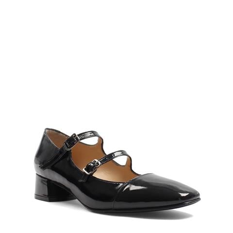 Kadın Siyah Çift Bantlı Rugan Deri Klasik Ayakkabı