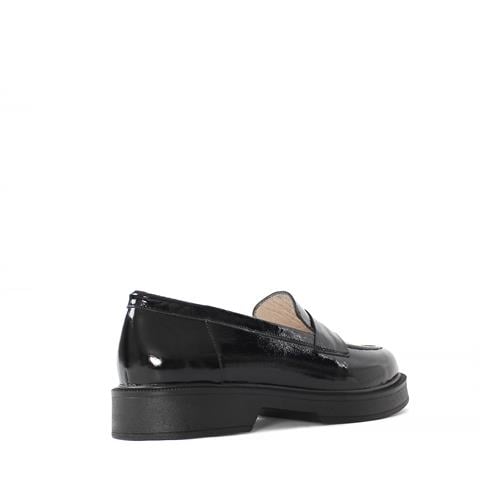 Kadın Siyah Rugan Deri Loafer