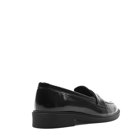 Kadın Siyah Rugan Deri Loafer