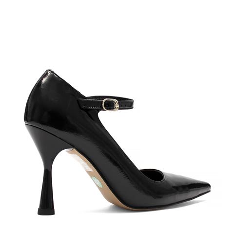 Kadın Siyah İnce Topuklu Rugan Deri Klasik Ayakkabı