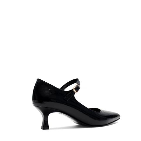 Kadın Siyah İnce Topuklu Rugan Deri Klasik Ayakkabı