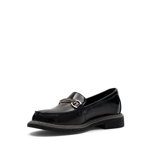 Kadın Siyah Tokalı Rugan Deri Loafer