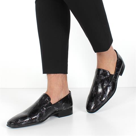 Erkek Siyah Kroko Rugan Deri Loafer