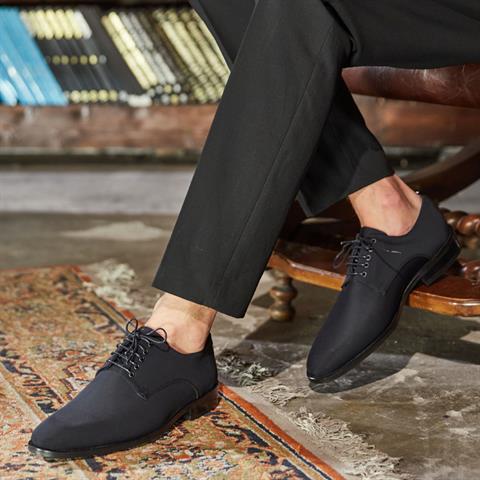 Erkek Siyah Bağcıklı Saten Klasik Ayakkabı